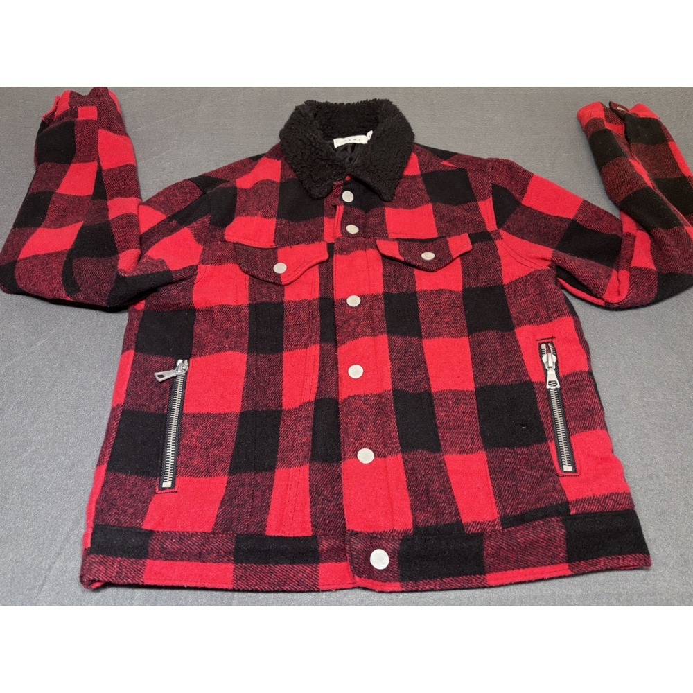 mnml Shacket Shirt Jacket Mens M Red Plaid Flannel Grunge Streetwear Dadcore